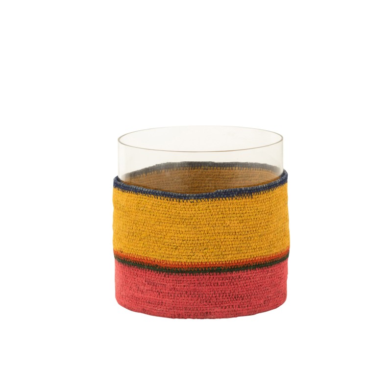 Portacandela rotondo in vetro multicolore 20x20x20 cm