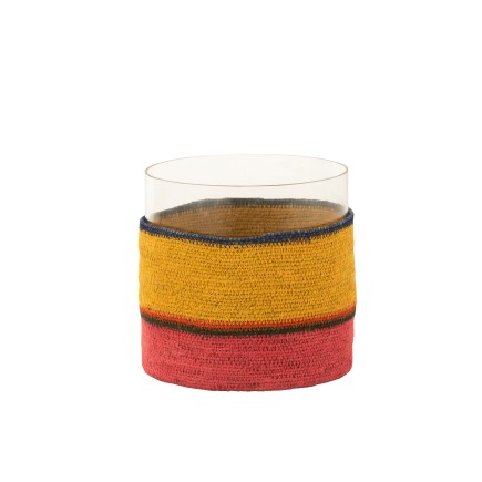 Portacandela rotondo in vetro multicolore 20x20x20 cm