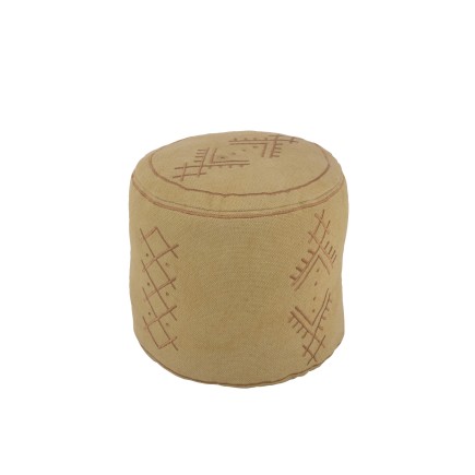 Pouf cylindre en coton sable 40x40x35 cm