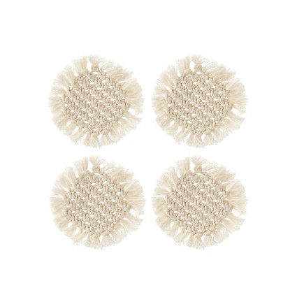 Set de 4 sous-verre en polyester beige 15x15x2 cm