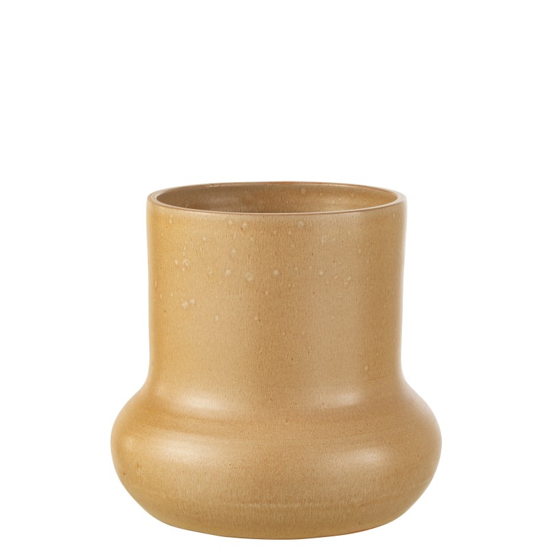 Cache-pot poterie en céramique beige 27x27x27 cm