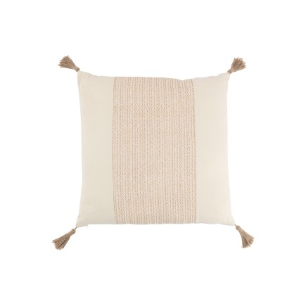 Cuscino quadrato con pompon in cotone beige 45x45cm - Cuscino da esterno