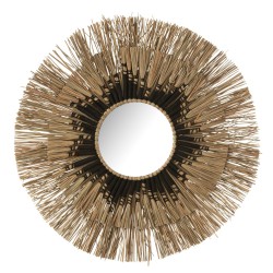 Miroir rond en raphia naturel D75cm