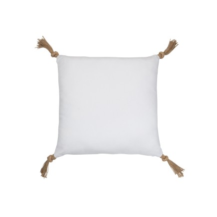 Coussin carré avec pompons blanc 45x45cm - Coussin d'extérieur