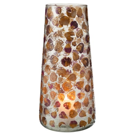 Jarrón manchado de vidrio naranja 18x18x37 cm