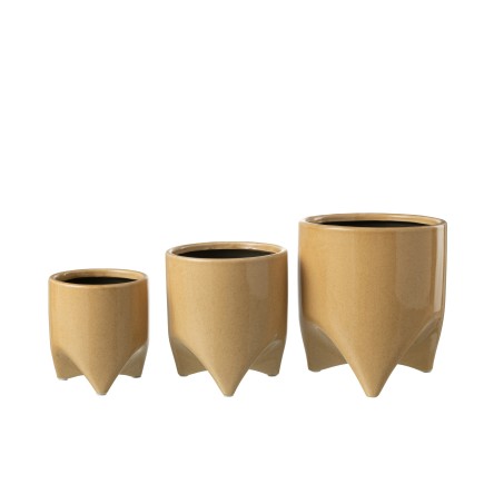 Cache-pot en céramique beige 15x15x17 cm