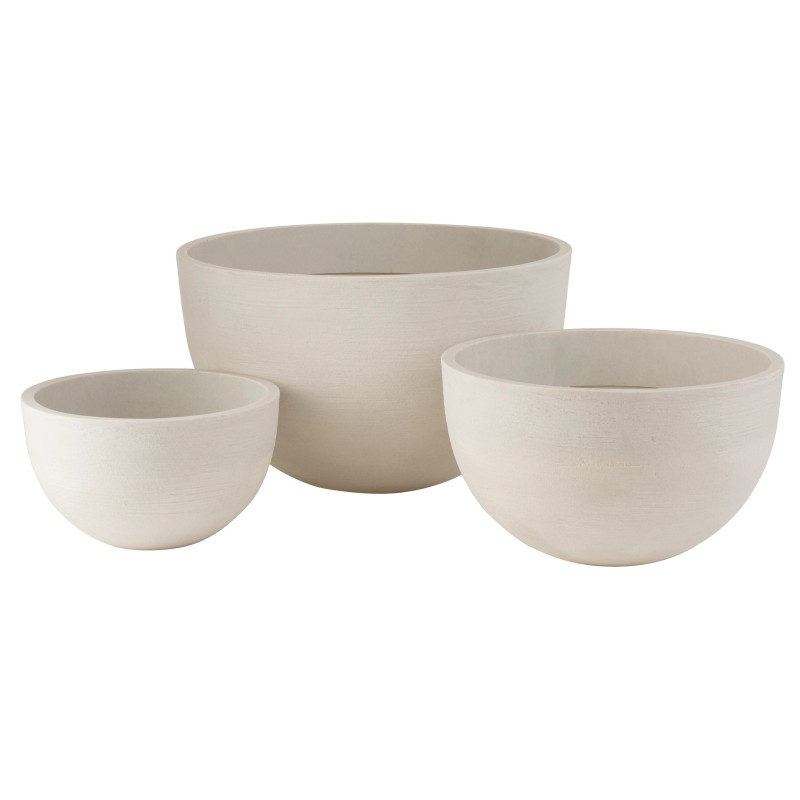 Set de 3 Cache-pots en céramique beige 60x60x46 cm Set de 3 Cache-pots en céramique beige 60x60x46 cm