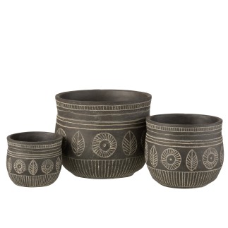 Cache-pot en céramique gris 18x18x15 cm