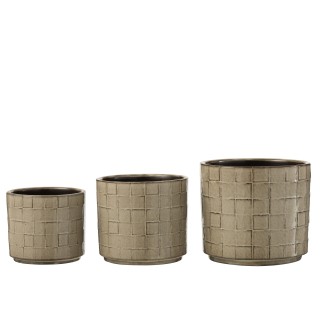 Cache-pot rond en céramique gris 14x14x12.5 cm