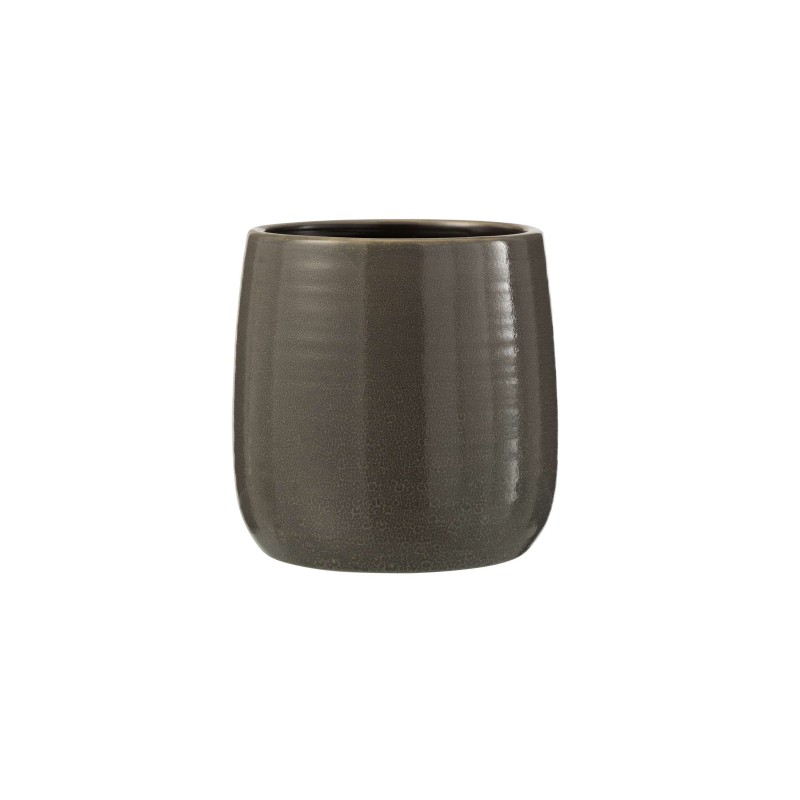 Cache-pot rond en céramique gris 12x12x12 cm Cache-pot rond en céramique gris 12x12x12 cm