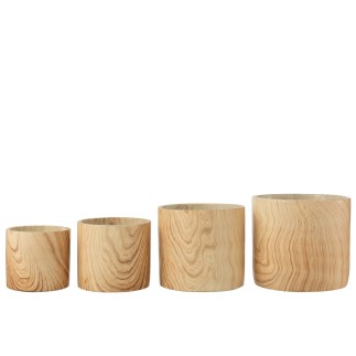 Cache-pot en céramique beige 21.5x21.5x19.5 cm