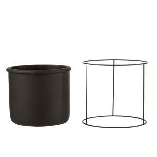 Cache-pot en céramique noir 20x20x19.5 cm