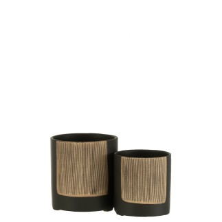 Cache-pot en céramique noir 14.5x14.5x15.5 cm