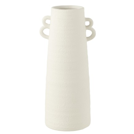 Jarrón de cerámica blanca con asas 20*17*44 cm