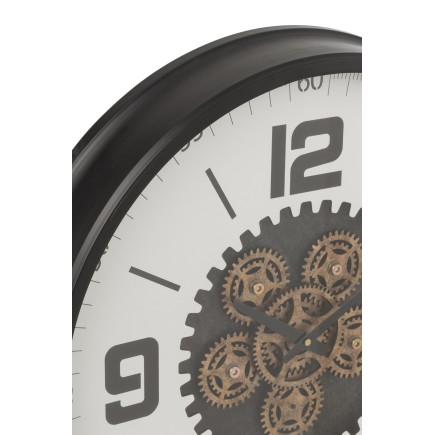 Pendule ronde en bois noir 60x9.5x60 cm