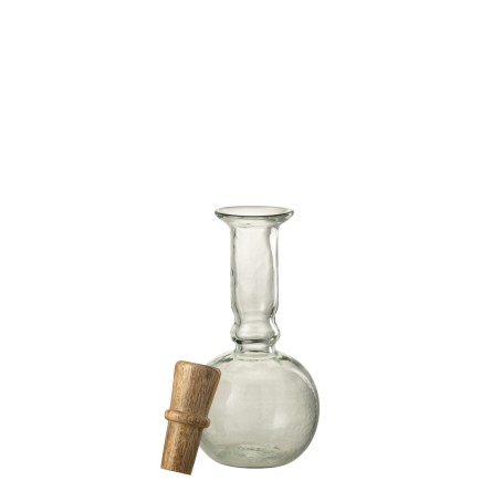 Vase bouteille ronde avec bouchon en verre transparent 12x12x25 cm