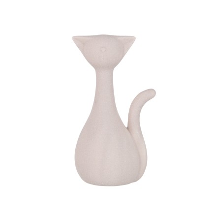 Estatua de gato de cerámica rosa de 13.2x8.9x23.6 cm