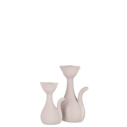Estatua de gato de cerámica rosa de 13.2x8.9x23.6 cm