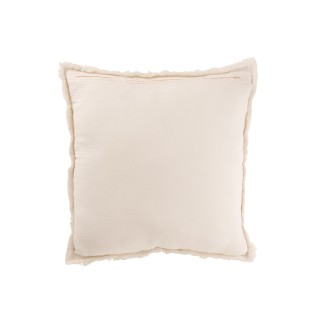 Cuscino quadrato, bordi sfrangiati, poliestere ecru 50x50x12 cm