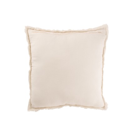 Cuscino quadrato, bordi sfrangiati, poliestere ecru 50x50x12 cm