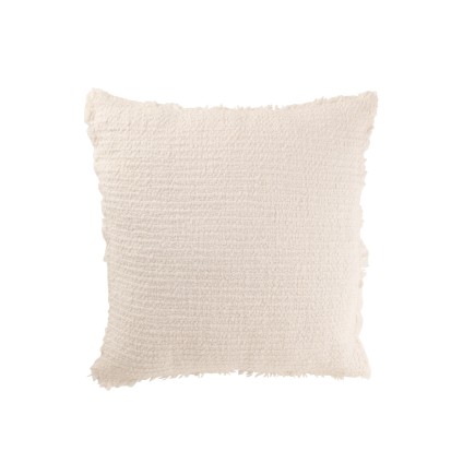 Cuscino quadrato, bordi sfrangiati, poliestere ecru 50x50x12 cm