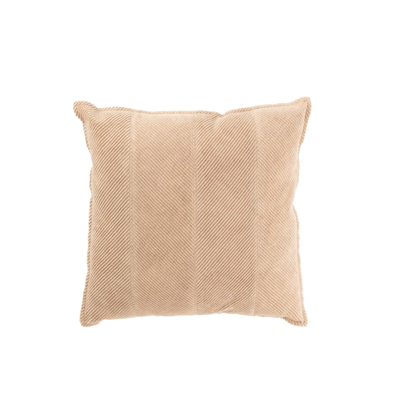 Cuscino quadrato a righe in cotone beige 45x45x12 cm Cuscino quadrato a righe in cotone beige 45x45x12 cm