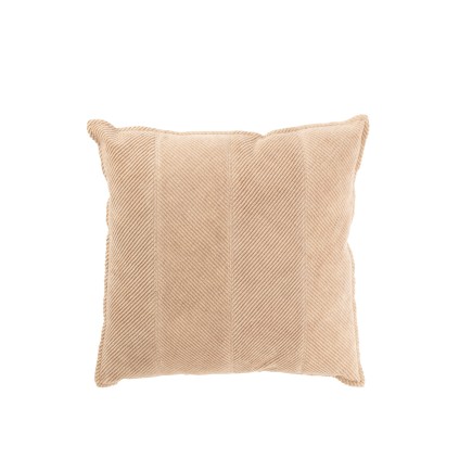 Cuscino quadrato a righe in cotone beige 45x45x12 cm