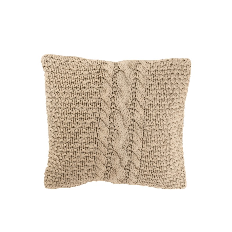 Cuscino quadrato in cotone beige 50x50x12 cm Cuscino quadrato in cotone beige 50x50x12 cm