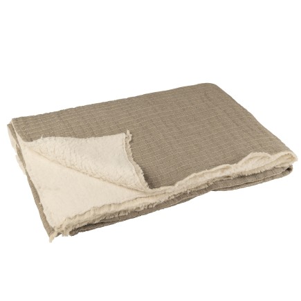 Plaid con bordi sfrangiati in poliestere grigio 180x130cm