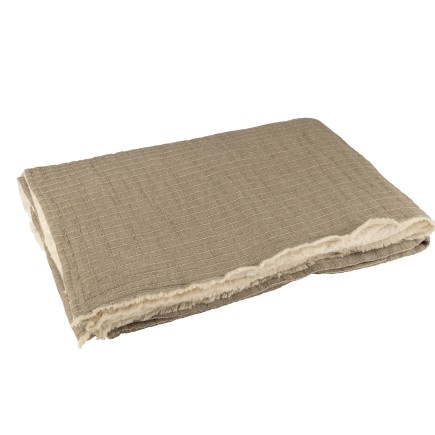 Plaid con bordi sfrangiati in poliestere grigio 180x130cm