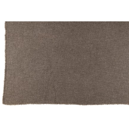 Plaid con bordi sfrangiati in poliestere color tortora 180x130cm