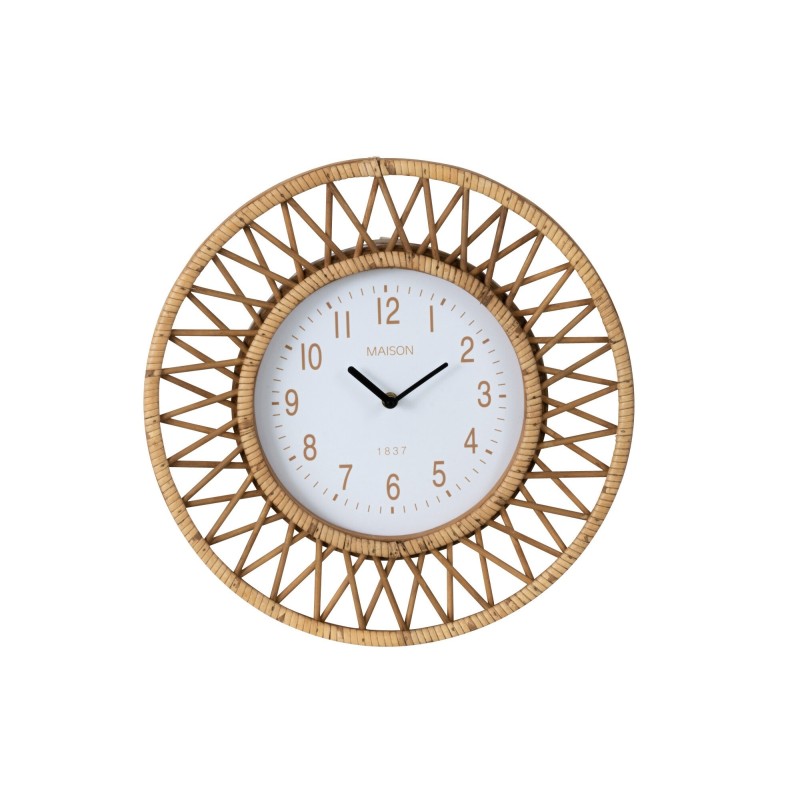 Relógio de parede em rattan natural 40x2,5x40 cm