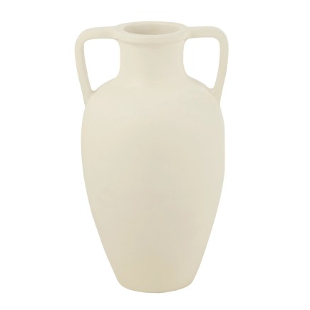 Vaso 2 manici in terracotta bianca 30x30x48 cm
