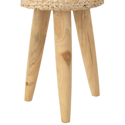 Tabouret rond en teck beige 30x30x40 cm