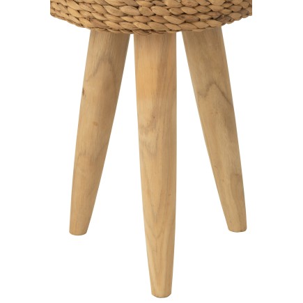 Sgabello rotondo in teak beige 30x30x40 cm