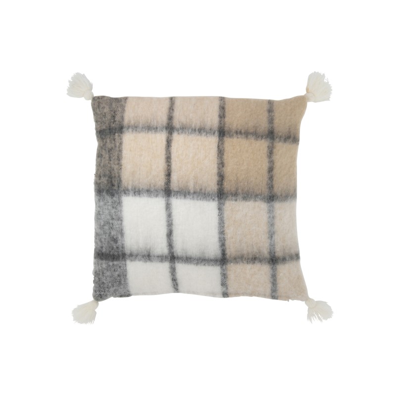 Coussin avec pompons en polyester multicolore 45x45x5 cm Coussin avec pompons en polyester multicolore 45x45x5 cm