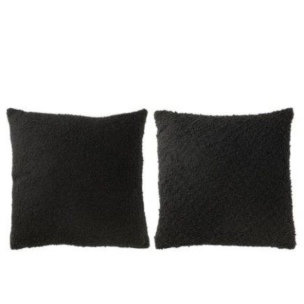 Coussin carré en polyester noir 45x45x12 cm