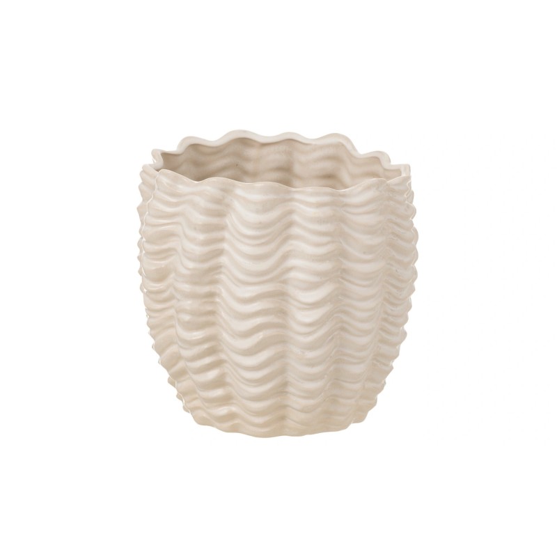Macetero de cerámica beige de 21x21x21 cm Macetero de cerámica beige de 21x21x21 cm