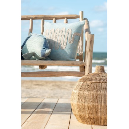 Set de 2 paniers arrondis en bois naturel 55.5x55.5x45 cm