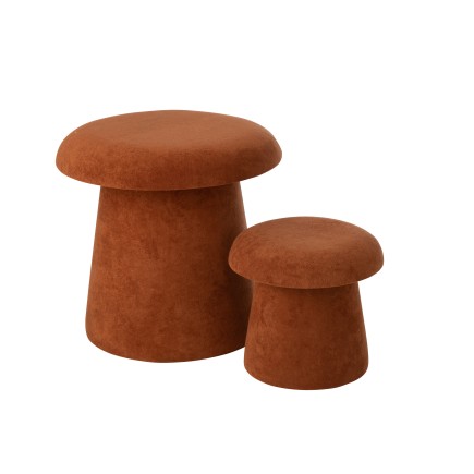 Ensemble de 2 tabourets champignon en bois marron H.60 et 37.5 cm