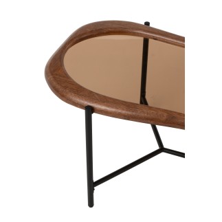 Table basse irrégulière en verre multicolore 118x48x40 cm
