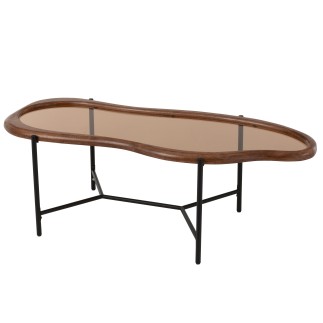 Table basse irrégulière en verre multicolore 118x48x40 cm