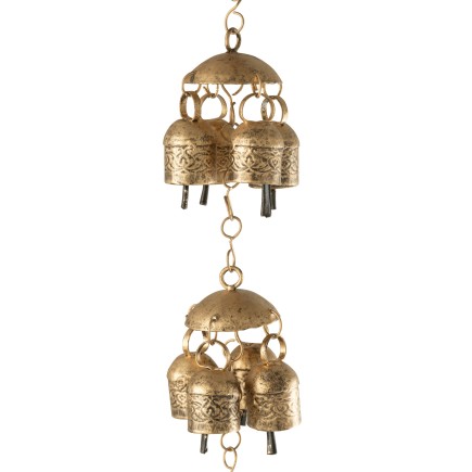 Suspension de cloches en métal doré 7.5x7.5x152 cm