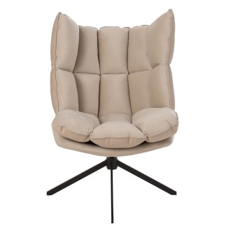 Silla reclinable en marco con cojín de metal beige y negro 78x73x92 cm