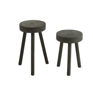 Set de 2 tabourets en bois noir 29x29x56 cm