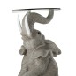 Mesa redonda con base de elefante sintético gris de 49x48x63 cm. Mesa redonda con base de elefante sintético gris de 49x48x63 cm.