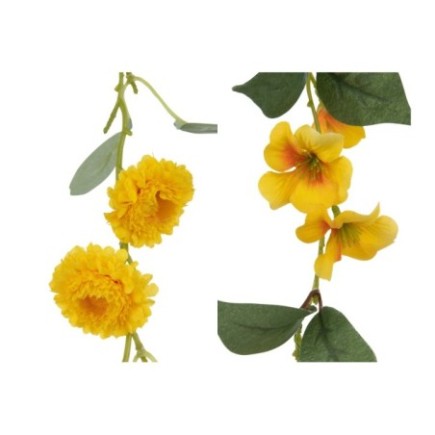 Guirlande fleurs en plastique jaune 122x5x5 cm