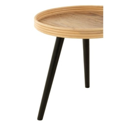 Set de 3 tables gigognes rondes en bois de manguier beige 70x70x55 cm