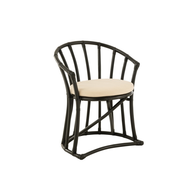 Chaise coussin en rotin noir 60x61x70 cm Chaise coussin en rotin noir 60x61x70 cm