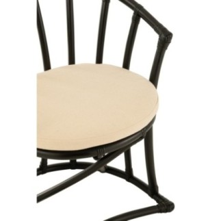 Chaise coussin en rotin noir 60x61x70 cm